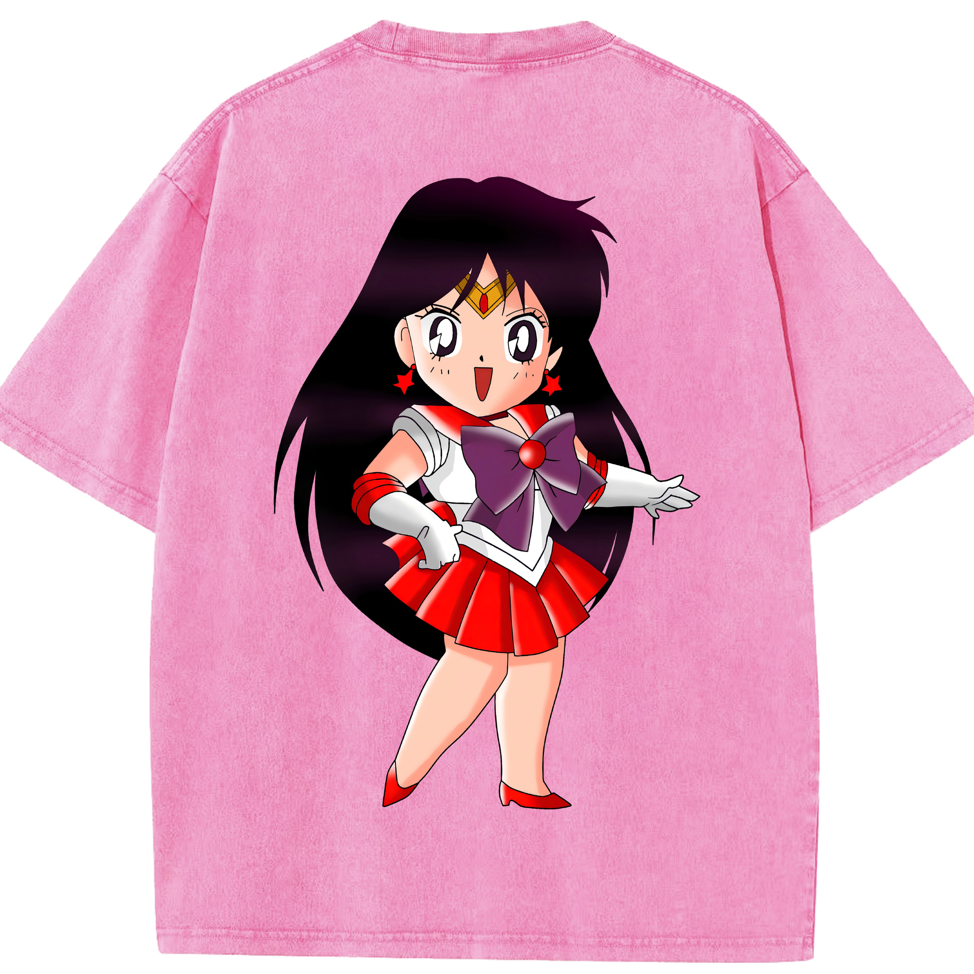 （画像用） 美少女戦士セーラームーン 火野レイ ひの レイ Sailor Moon Hino Rei （セーラーマーズ,Sailor Mars） 綿100% ヴィンテージ風 半袖Tシャツ（背面プリント）